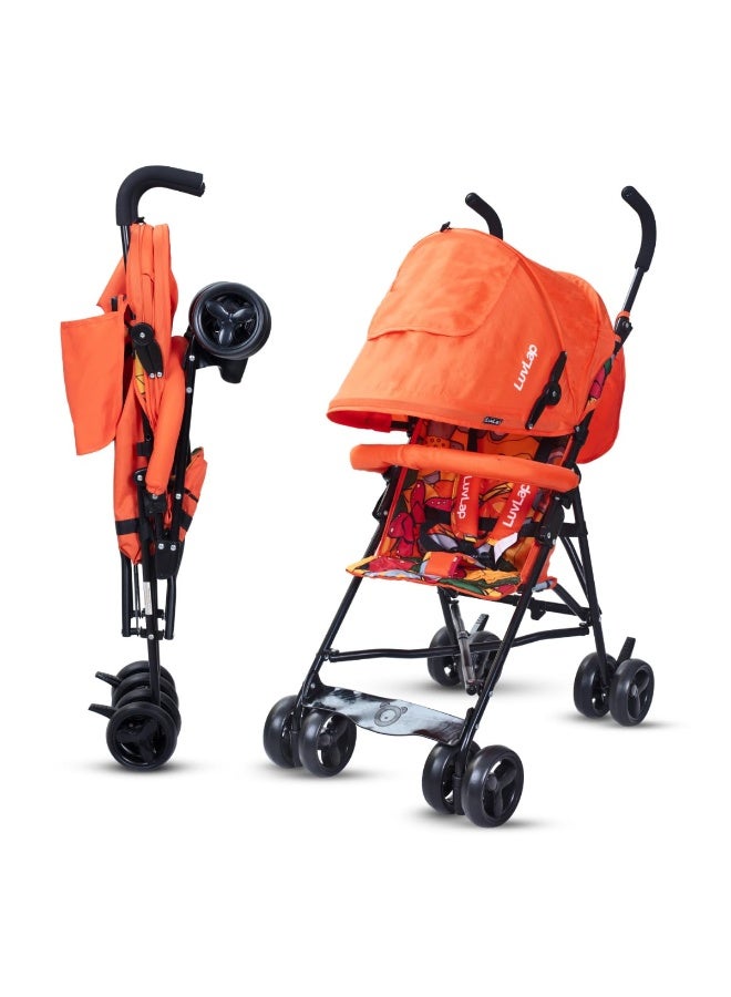 LuvLap Tutti Fruti Baby Stroller/Buggy, Lightweight, Compact & Travel Friendly Baby Pram for 6-36 Months, 5 Point Safety Harness, Adjustable seat Recline, Extendable Canopy, Upto 15Kg (Orange) - Image 1